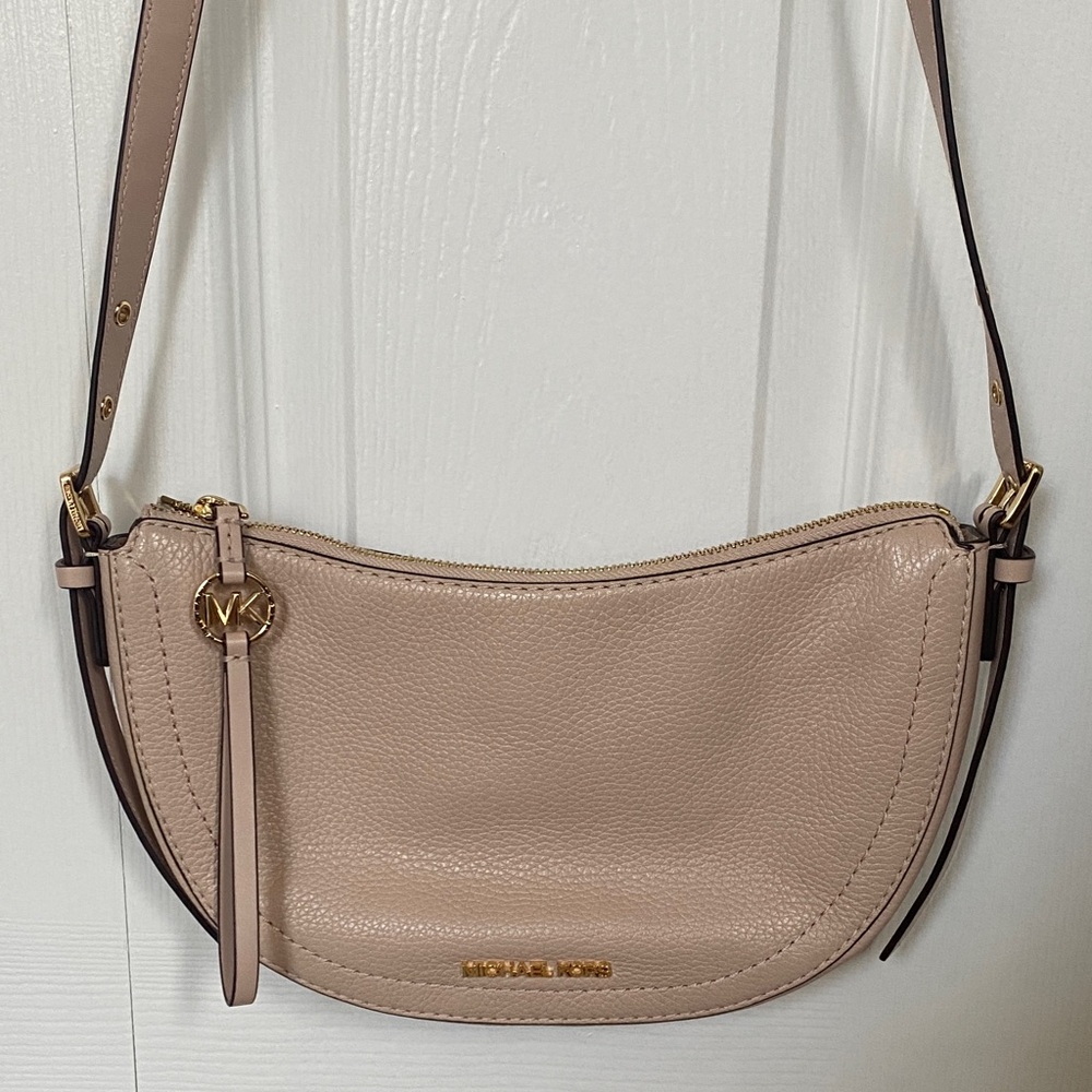 Michael Kors Beige Pink Leather Crossbody Bag